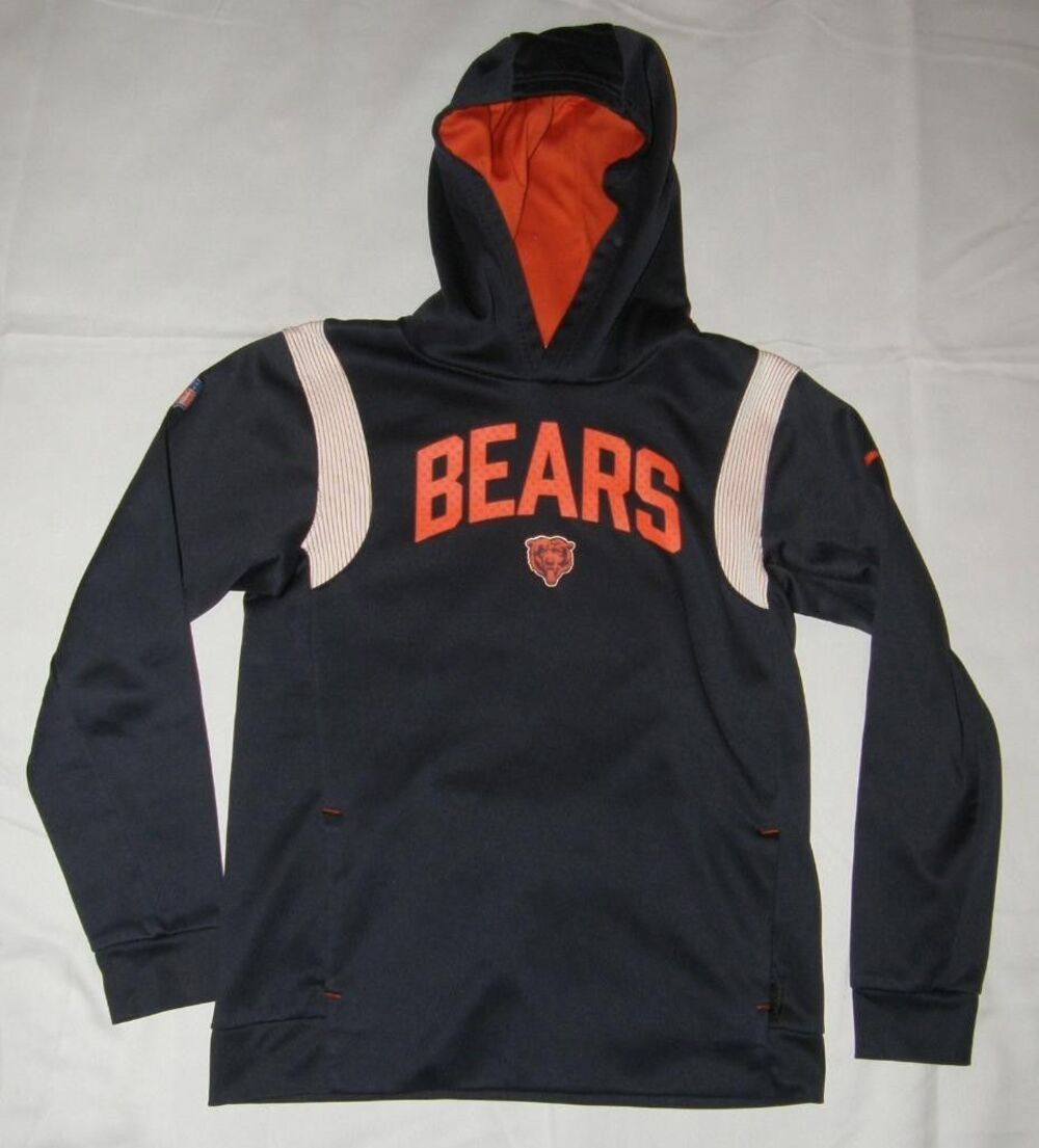 NIKE Boys Sz Large (14-16) Navy Blue NFL CHICAGO BEARS Hooded Hoodie Sweatshirt